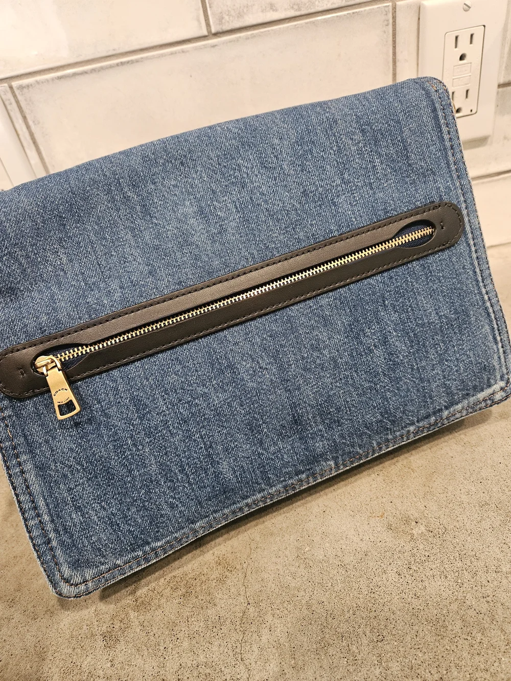 COACH Denim Chain Tabby 30